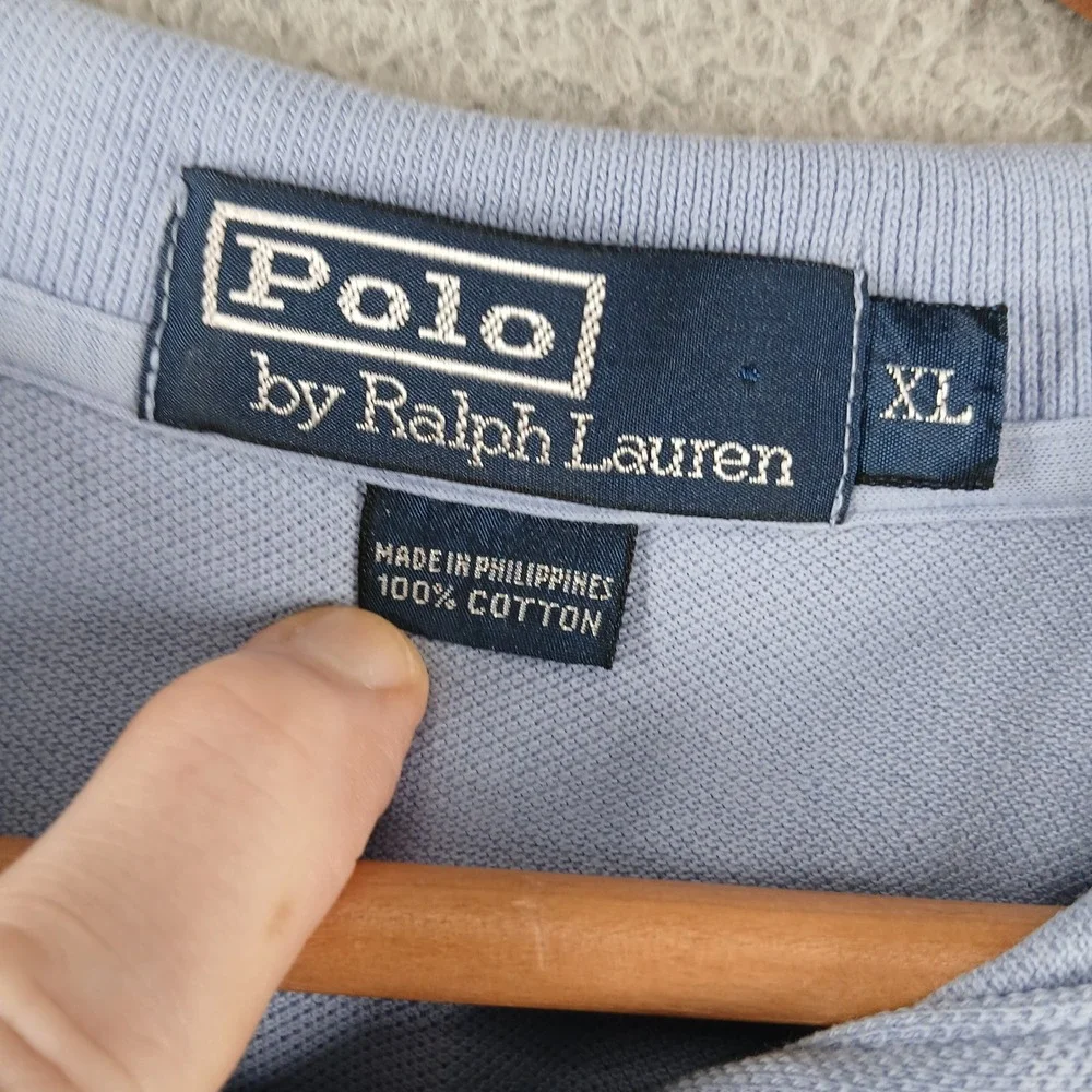 Vintage 90s Polo by Ralph Lauren Pique Cotton Polo Shirt XL Light‎ Blue